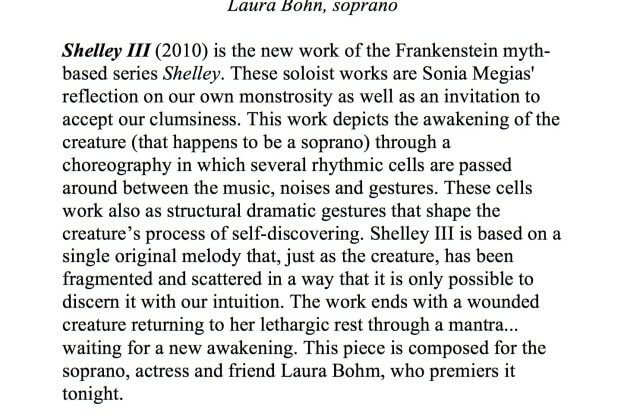 2010'XII'13. NYU. Estreno de Shelley III - Notas al programa